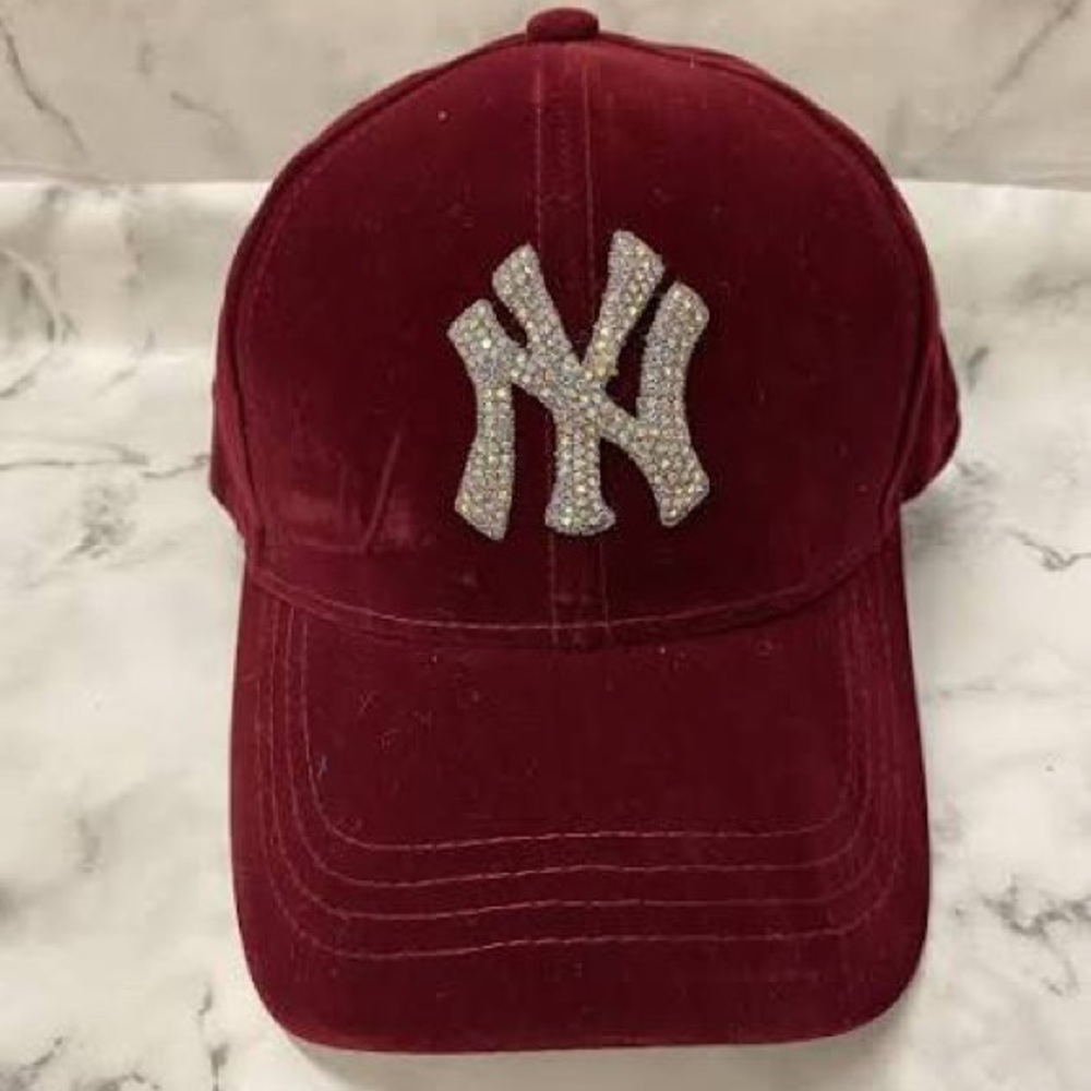 Ny Rhinestone Solid Suede Baseball Hats